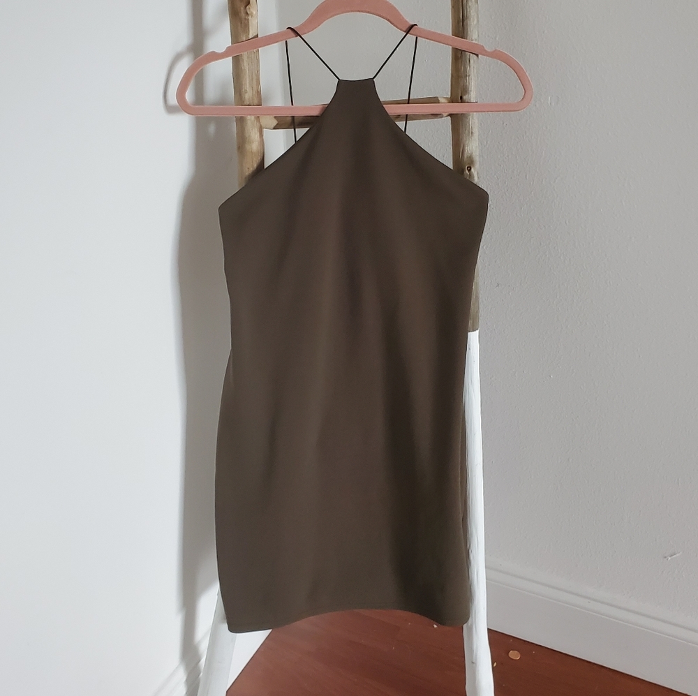Bodycon elastic strap halter mini-dress